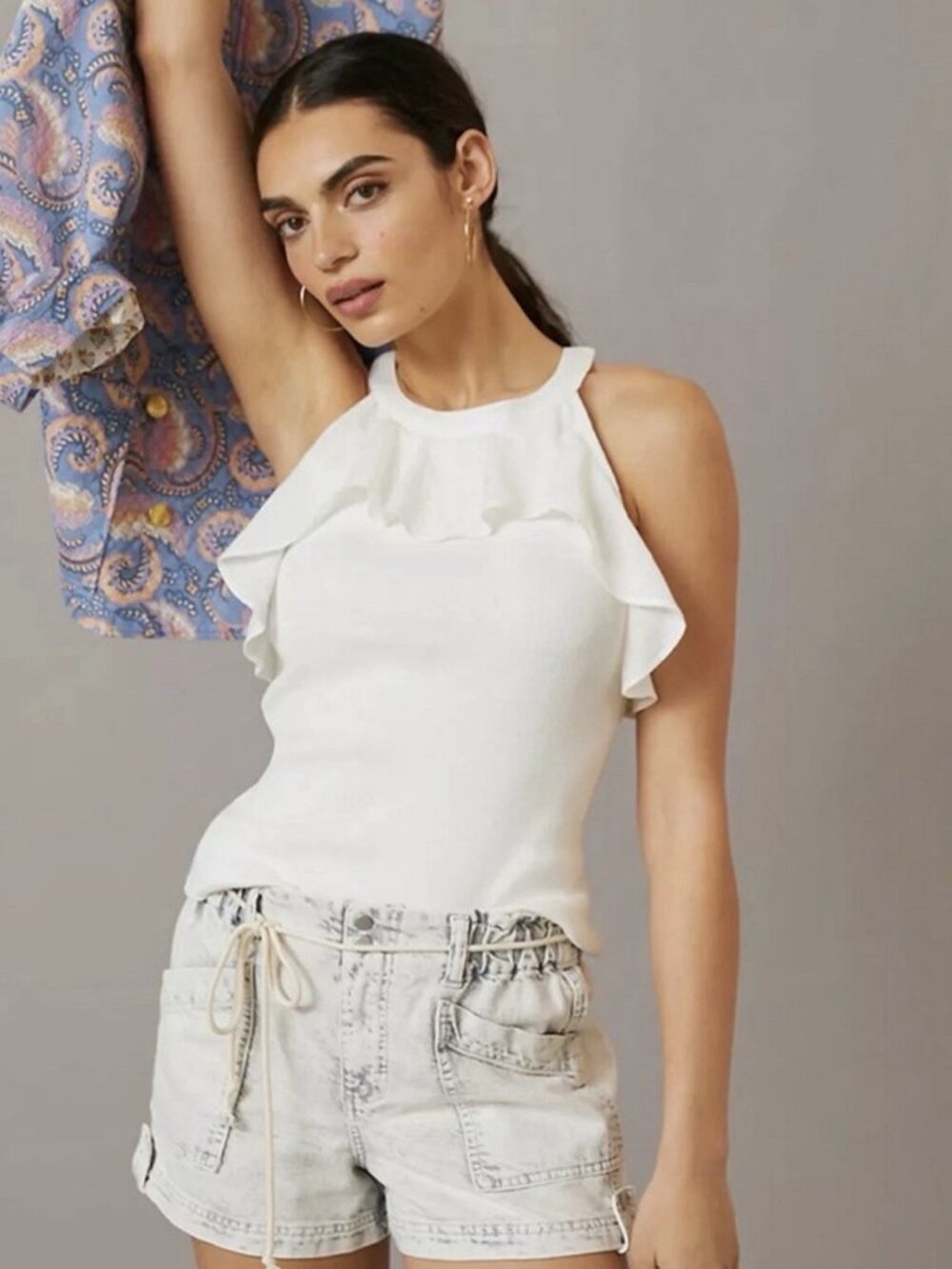 Maeve By Anthropologie Ruffled Rib Halter Tank